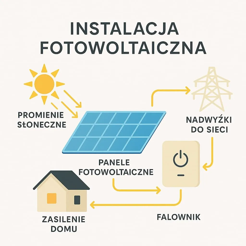 Schemat przepływów energii w systemie net-billing z magazynem